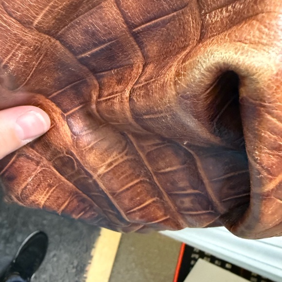 Vintage Y2K Furla Brown Croc-Embossed Genuine Leather Tote Bag - Picture 10 of 14